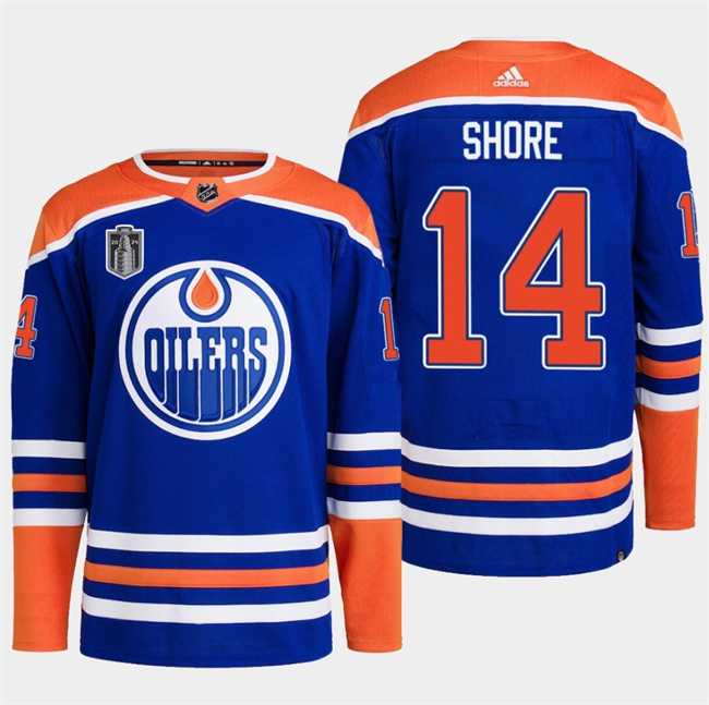 Men%27s Edmonton Oilers #14 Mattias Ekholm Royal 2024 Stanley Cup Final Patch Stitched Jersey Dzhi